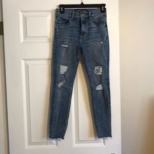 Express size 0 short raw hem skinny jeans